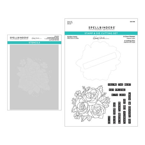 Spellbinders - Garden Party Stamp & Die & Stencil Bundle  Spellbinders - Garden Party Stamp & Die & Stencil Bundle