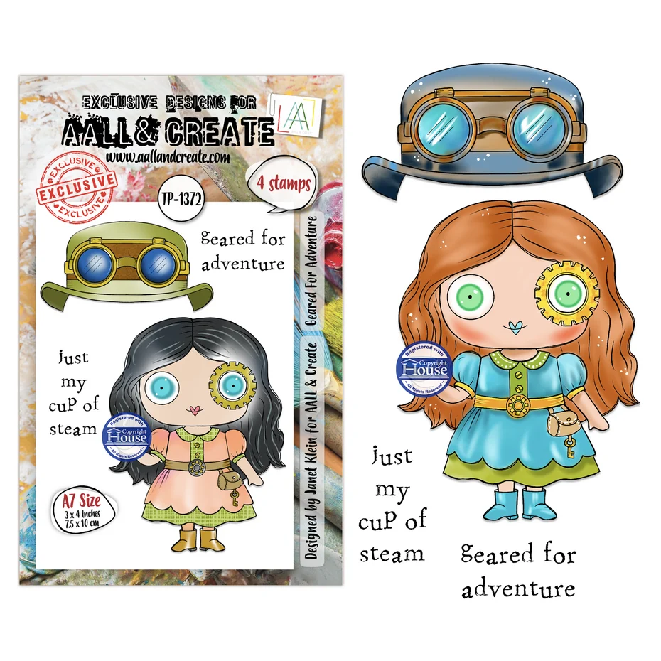 AALL & Create - Steam & Wonder A7 Stamp Sets Geared For Adventure by Janet Klein