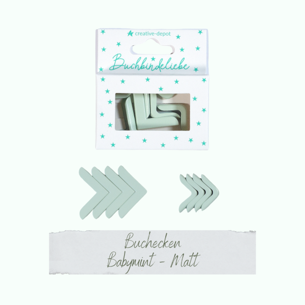 Creative Depot -  Buchecken - Babymint - Matt - Buchbindeliebe - 8 Stück  Creative Depot -  Buchecken - Babymint - Matt - Buchbindeliebe - 8 Stück