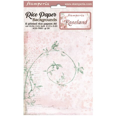 Stamperia - Roseland A6 Rice Paper Backgrounds (8pcs)