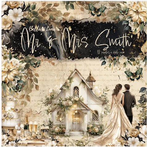  Bellaluna - Pad 8x8" Bellaluna Crafts with 12 double-sided Mr & Mrs Smith papers