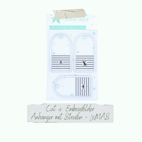Creative Depot - Cut & Emboss Folder - Anhänger mit Streifen - Xmas - 11 x 15,5 cm Creative Depot - Cut & Emboss Folder - Anhänger mit Streifen - Xmas - 11 x 15,5 cm