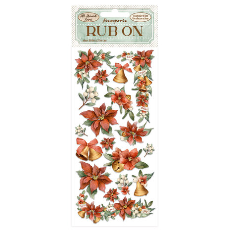 Stamperia - All Around Christmas Rub-On 4x8,5 Inch Poinsettia and Bells