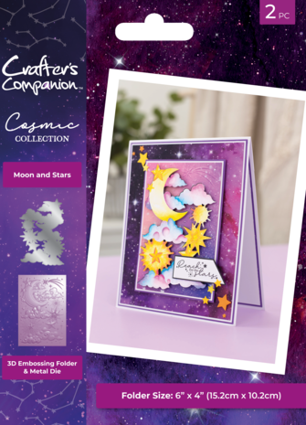 Cosmic Collection 6x4 Inch 3D Embossing Folder & Metal Die Moon and Stars 