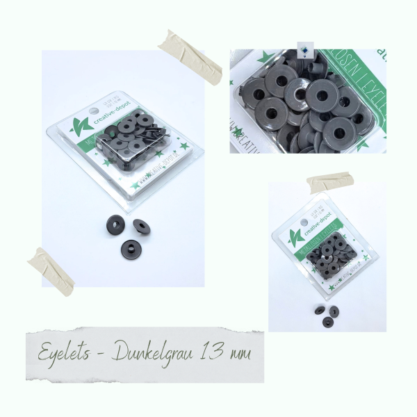 Creative Depot -  Breite Eyelets - Dunkelgrau - 13mm  Creative Depot -  Breite Eyelets - Dunkelgrau - 13mm