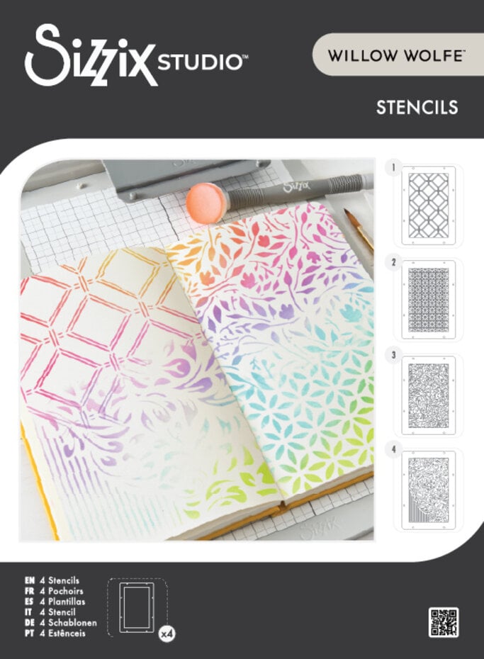Sizzix - Studio Layered Stencils by Willow Wolfe Backgrounds (4pcs)