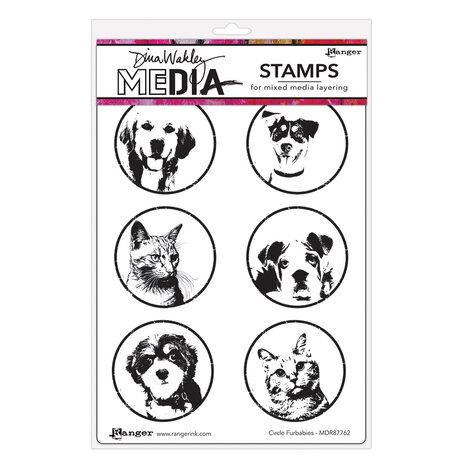 Dina Wakley MEdia Cling Stamps Circle Furbabies