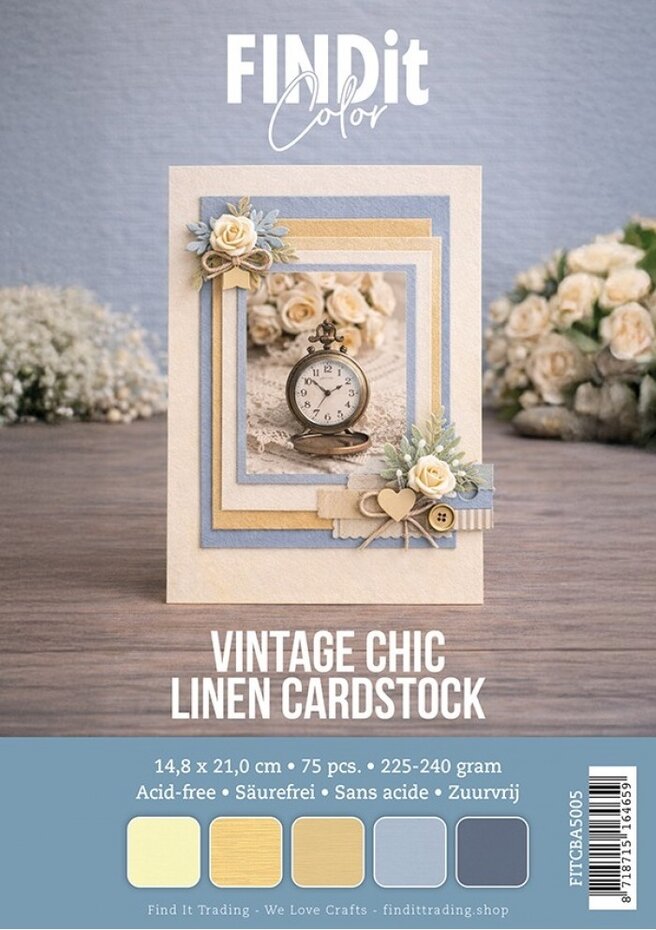 Linen Cardstock A5 Vintage Chic Pack (75pcs)