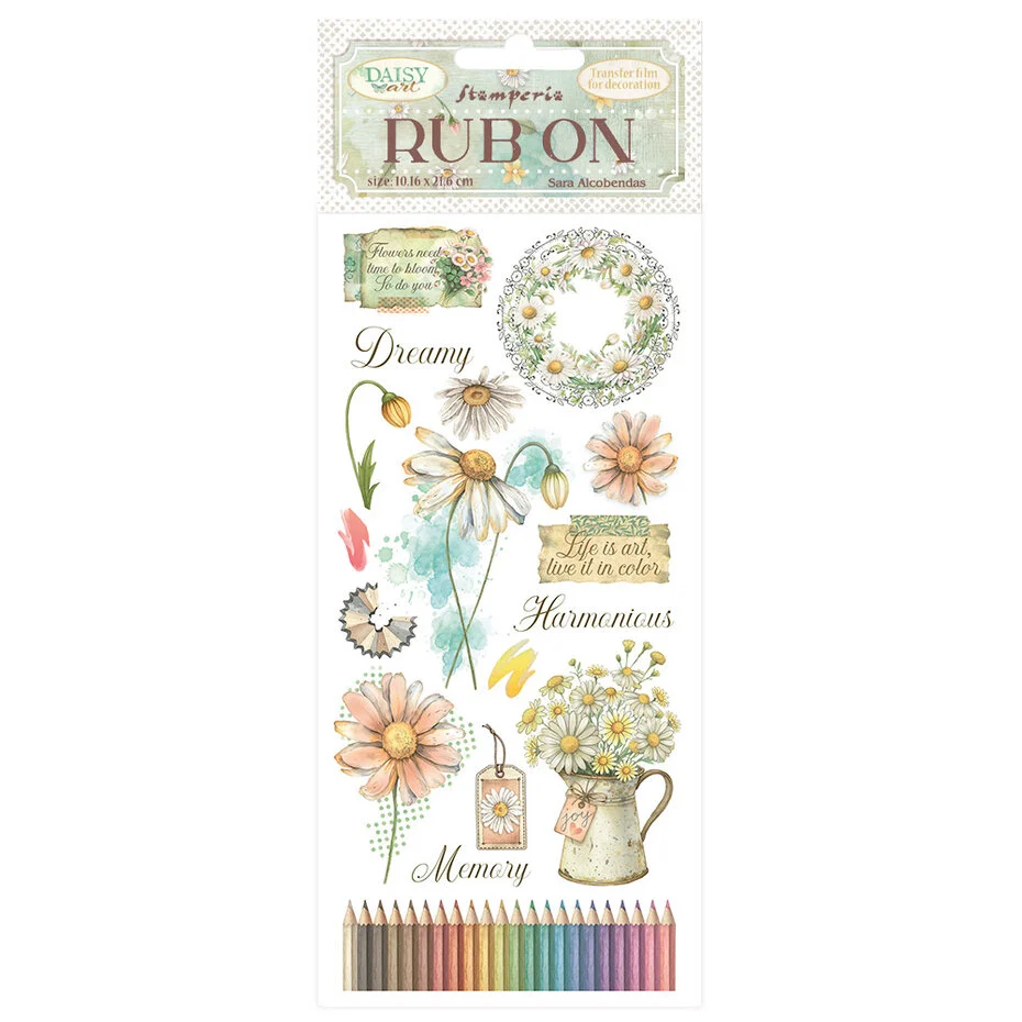 Stamperia - Daisy Art Rub-On 10,16x21,6cm Harmonious