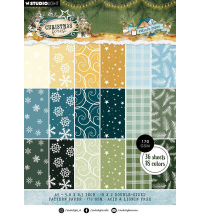 Studio Light - Muster-Papierblock – Pattern Christmas Forest Nr. 477