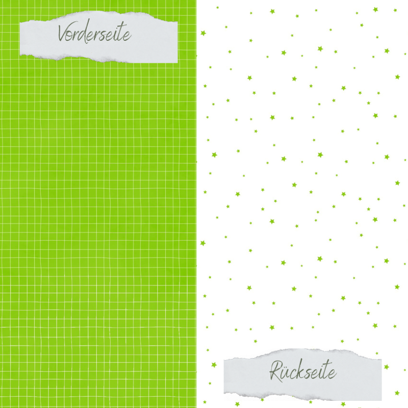 Creative Depot - Designpapier - Basic - Apfelgrün - Doodle Gitter + Sternchenregen - Doppelseitig bedruckt 