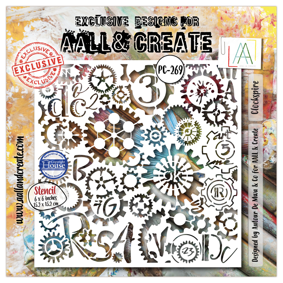 AALL & Create - Steamheart Field 6x6 Inch Stencil Clockspire by Autour De Mwa & Co