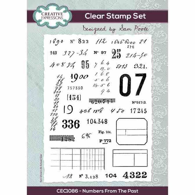 Creative Expressions Sam Poole Numbers From The Past 6 in x 8 in Clear Stamp Set
