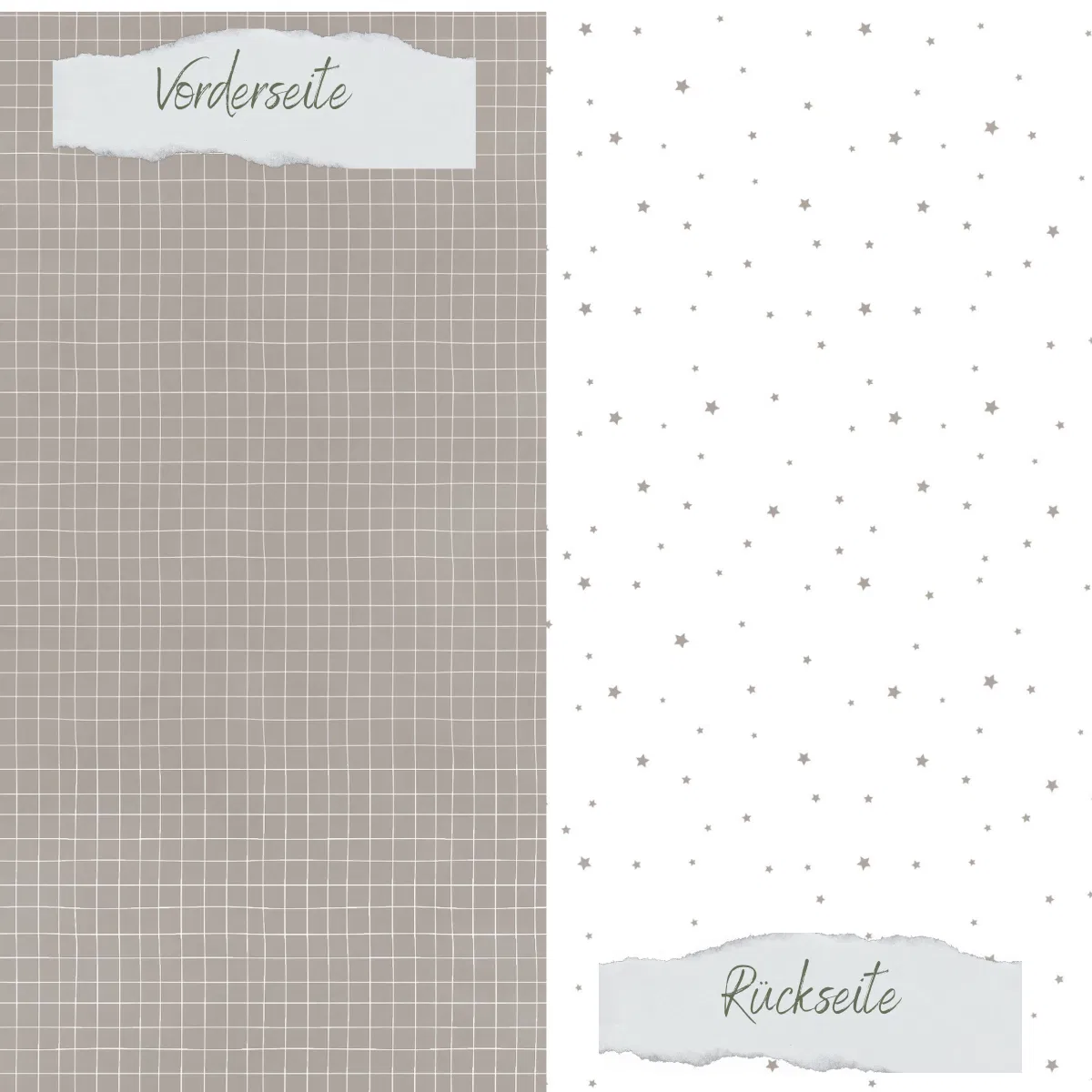 Creative Depot - Designpapier - Basic - Taupe - Doodle Gitter + Sternchenregen - Doppelseitig bedruckt