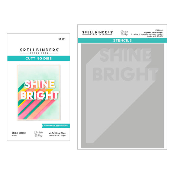 Spellbinders Layered Shine Bright Die & Stencil Bundle from the Shine Bright Collection by Carissa Wiley  Spellbinders Layered Shine Bright Die & Stencil Bundle from the Shine Bright Collection by Carissa Wiley