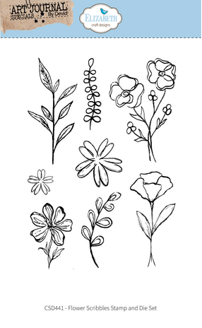 Elizabeth Craft - Hello You! Stamp and Die Set Flower Scribbles