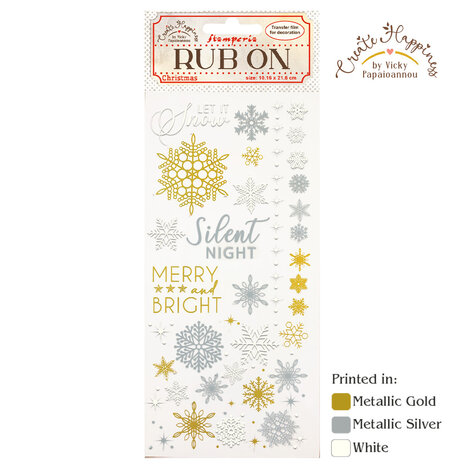Stamperia - Create Happiness Christmas Rub-On 4x8,5 Inch Snowflakes