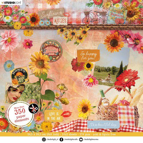 Studio Light Die cut block Sunflower Kisses nr.46  8x8"
