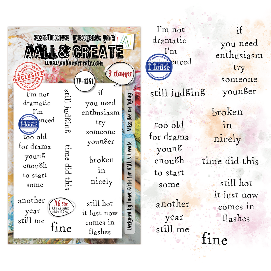 Craft Consortium - Dee Infiltered A6 Stamp Sets Miss Dee on Aging by Janet Klein