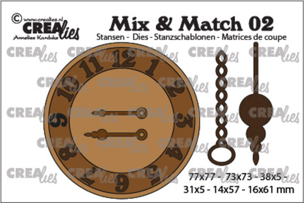 Crealies - Mix & Match Stansen No. 02 Klok Met Ketting En Slinger 