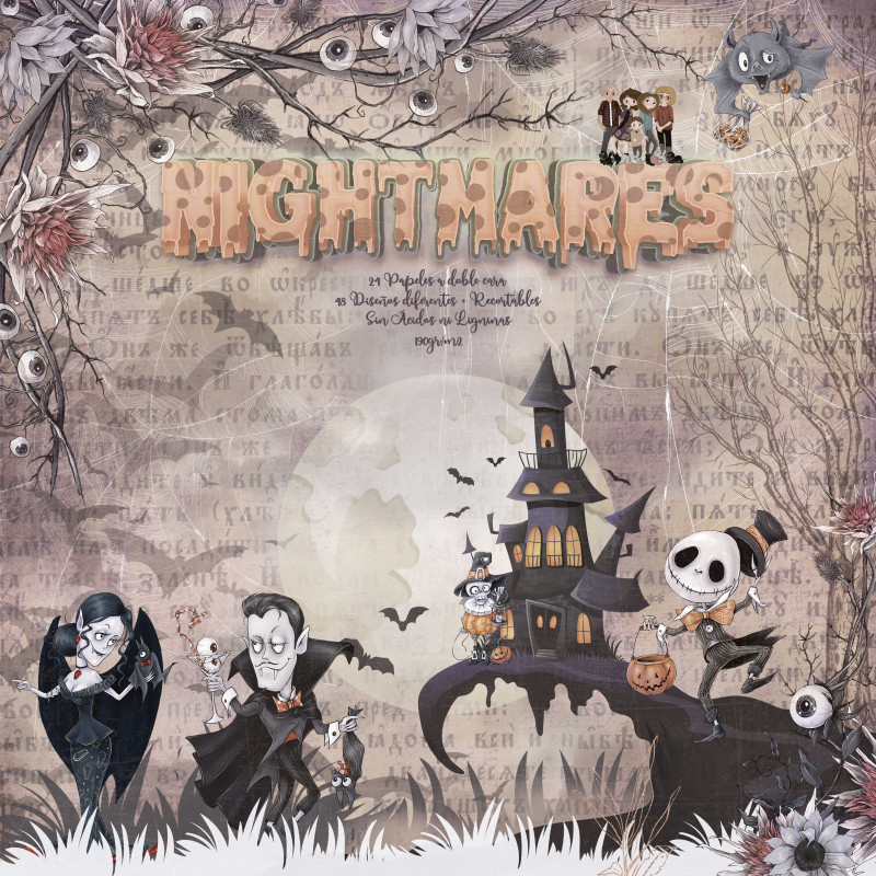 Pad 8x8" Bellaluna Crafts con 24 papeles doble cara Nightmares