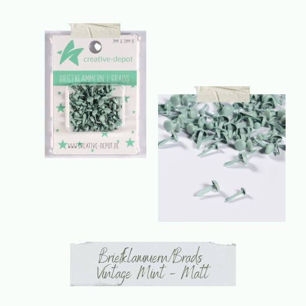 Creative Depot -  Brads - Vintage Mint - Matt - 100 Stück Creative Depot -  Brads - Vintage Mint - Matt - 100 Stück