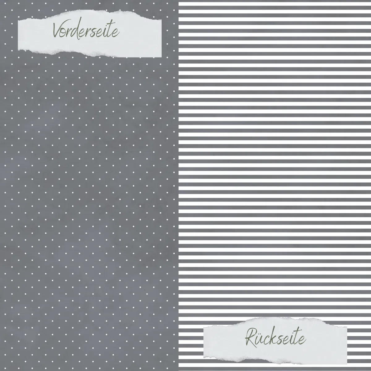 Creative Depot - Designpapier - Basic - Dunkelgrau - Mini Pünktchen + Schmale Streifen - Doppelseitig bedruckt