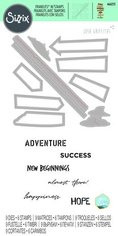 Sizzix - Framelits Die w/Stamps by Josh Griffiths Signs for Success (9+6pcs)