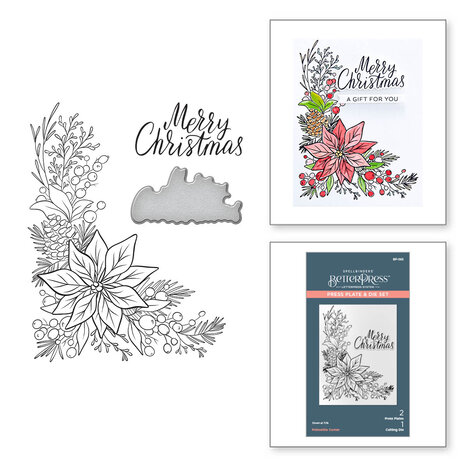Spellbinders -BetterPress - Poinsettia Corner Press Plate & Die Set