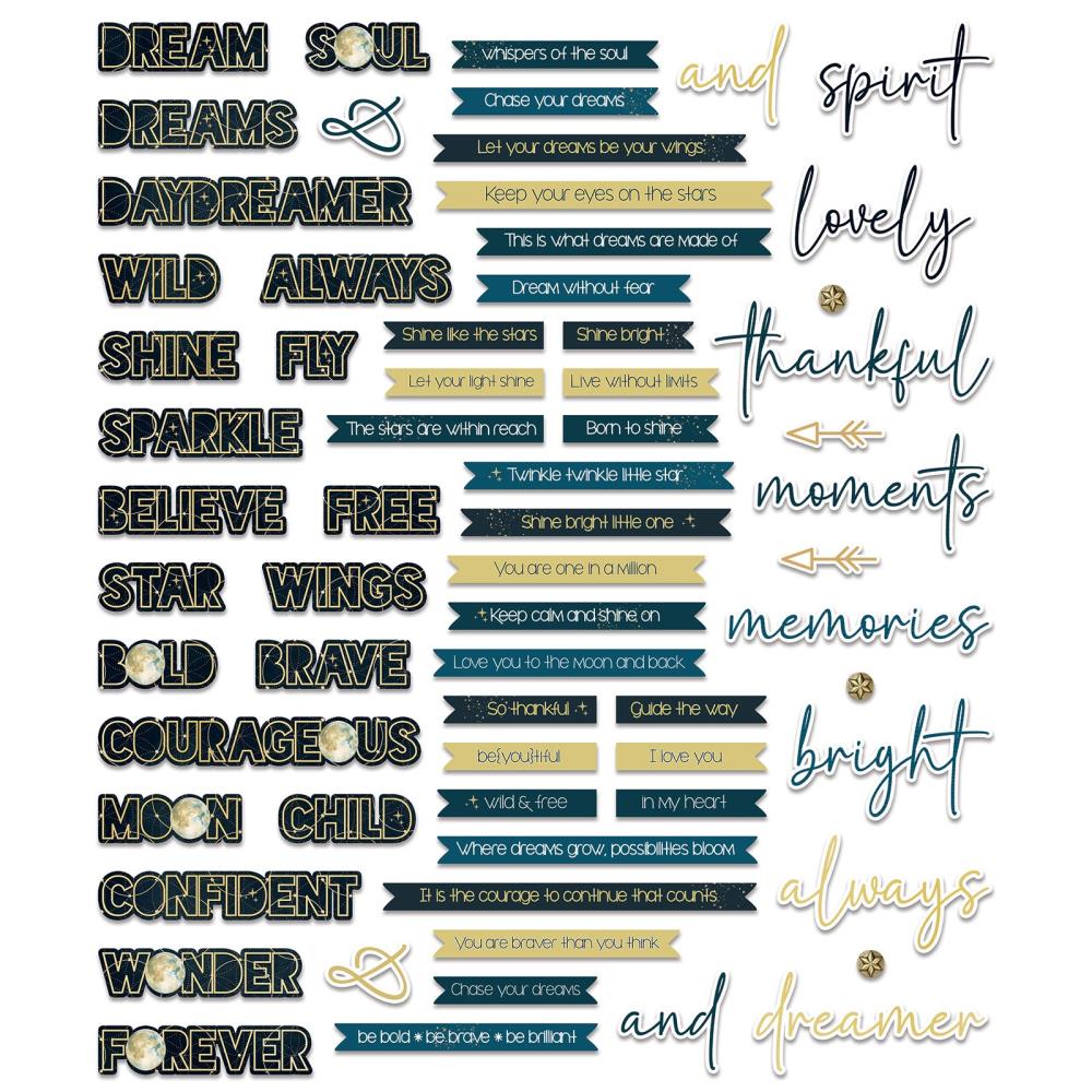 49 And Market Chipboard Set -  Words, Starlight Dreams  49 And Market Chipboard Set -  Words, Starlight Dreams