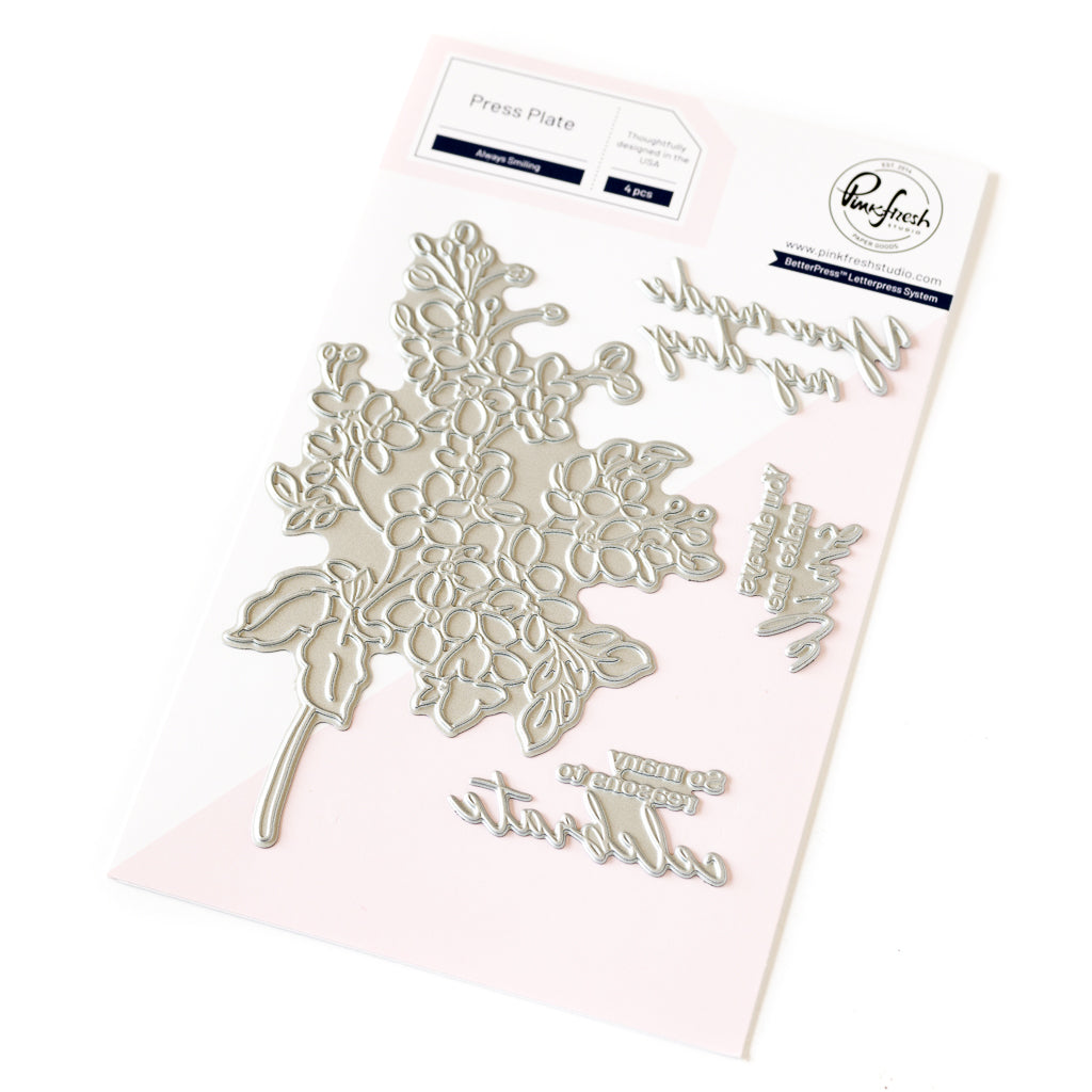Pinkfresh Studio Stencils -  Always Smiling press plate