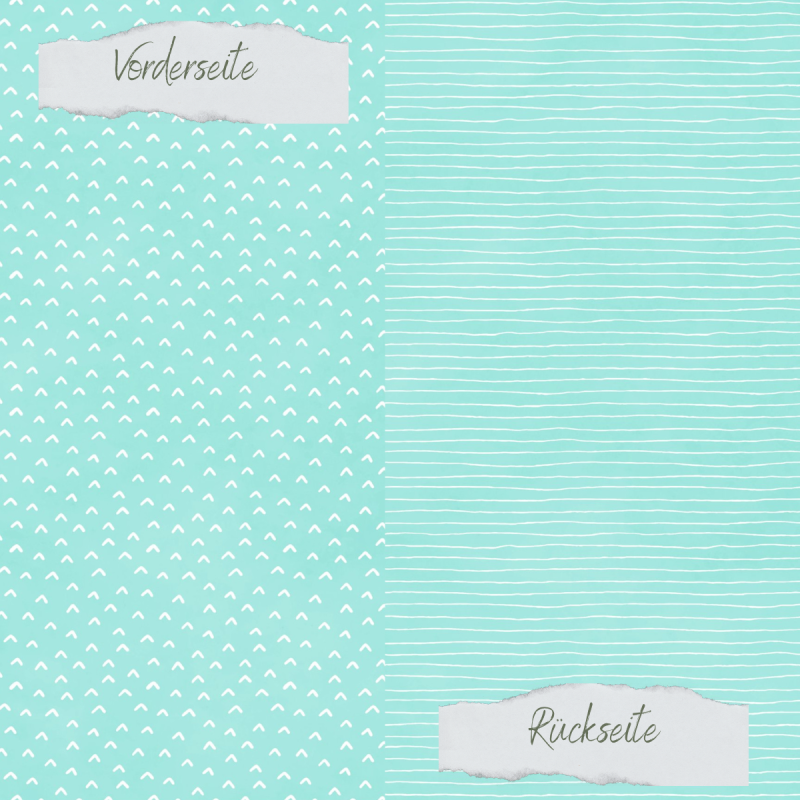 Creative Depot - Designpapier - Basic - Sommerjade - Doodle Dächer + Streifen - Doppelseitig bedruckt 