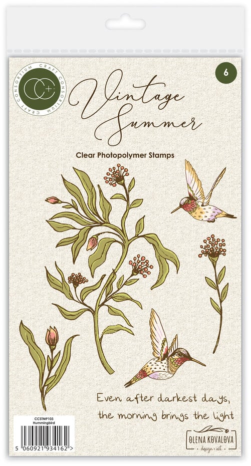 Craft Consortium - Vintage Summer A6 Clear Photopolymer Stamps Hummingbird by Olena Kovalova