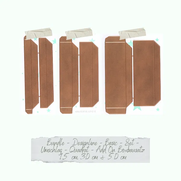 Creative Depot - Bundle - Basic - Designline - Basic - Set - Umschlag - Quadrat - Add On Boxbausatz - 1,5 cm, 3,0 cm & 5,0 cm 