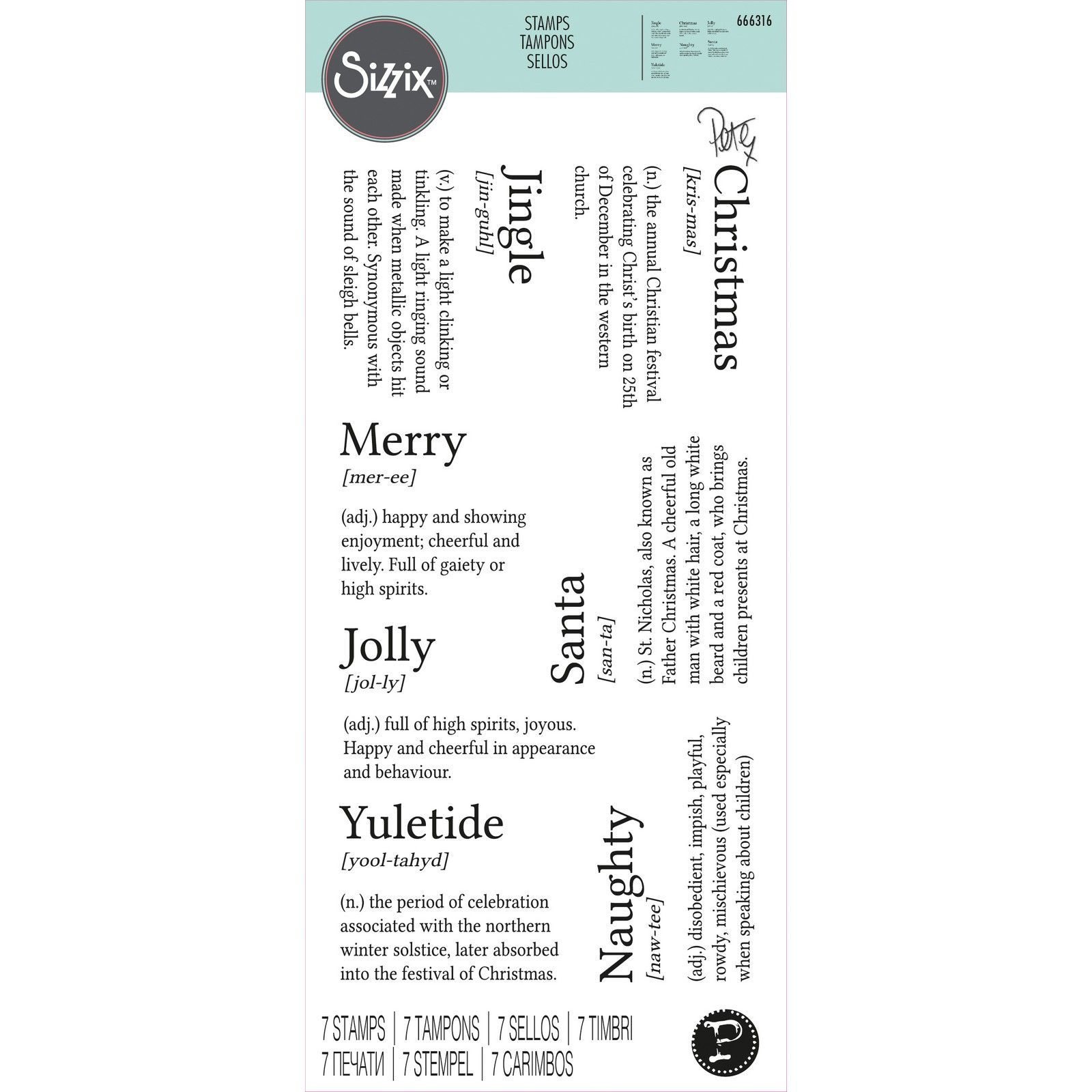 Sizzix • Clear Stamps Festive Dictionary Definitions