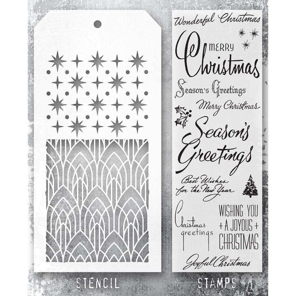 Tim Holtz Mixed-Media Stamps & Stencil Set -  Set #56 Tim Holtz Mixed-Media Stamps & Stencil Set -  Set #56
