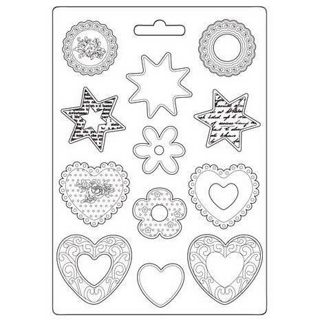 Stamperia - Blue Land Soft Mould A4 Starts and Hearts