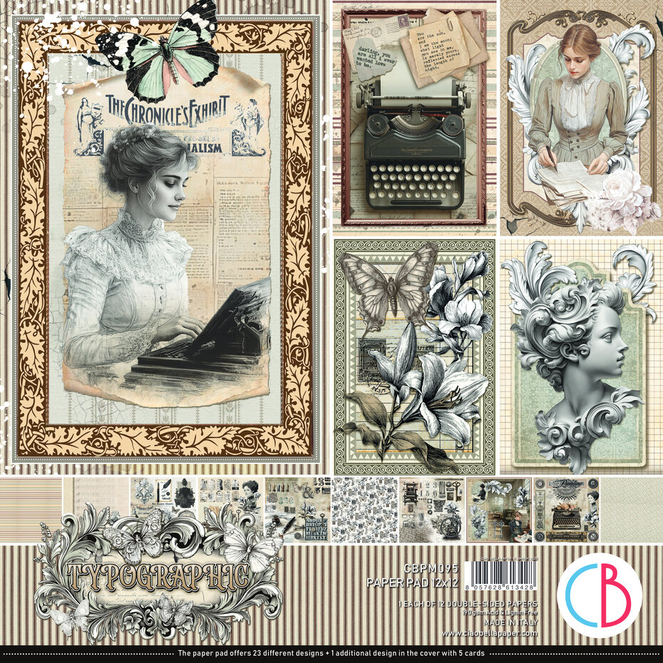 Ciao Bella - Typographic 12x12 Inch Paper Pad (12pcs)