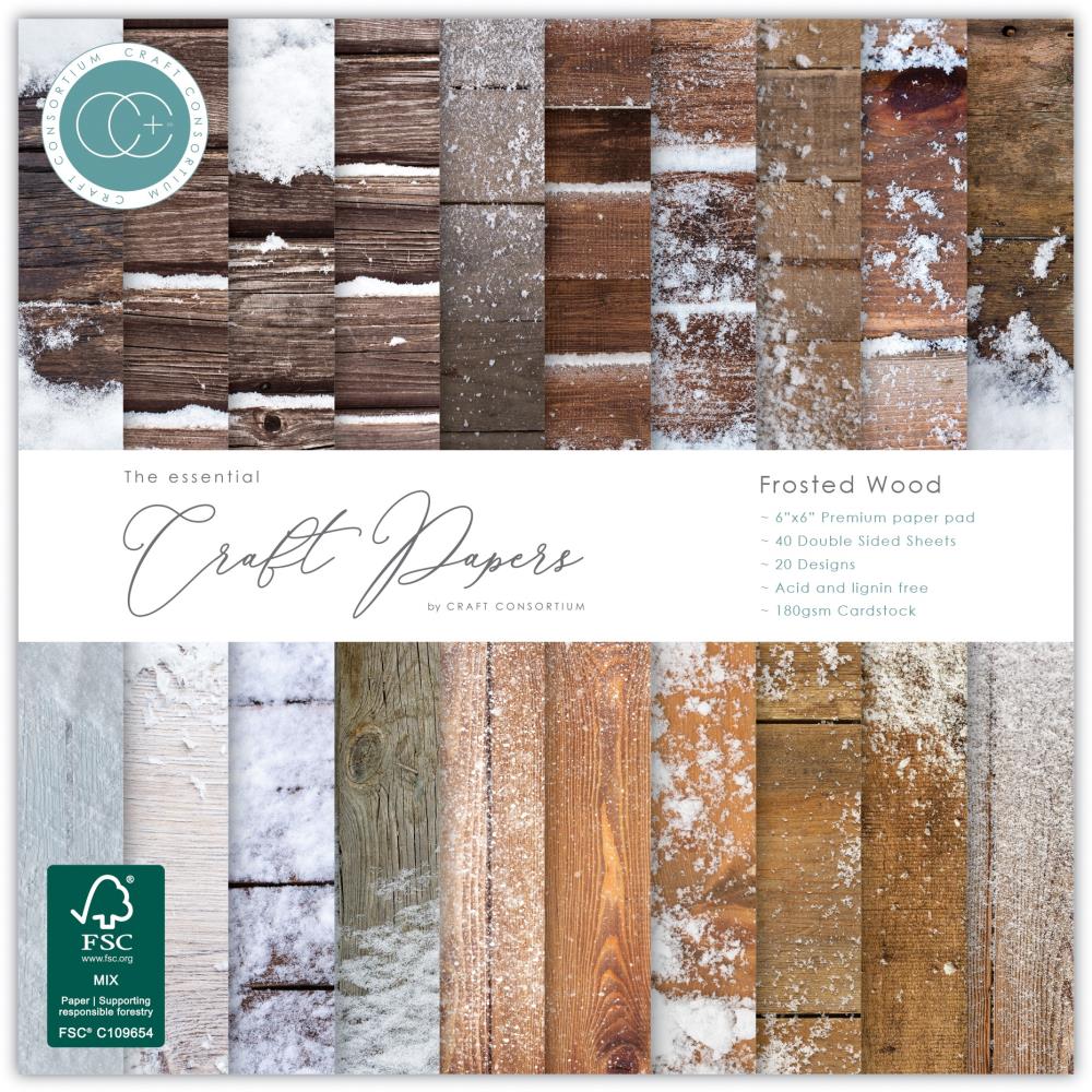  Craft Consortium - Double-Sided Paper Pad 6"X6" 40/Pkg - Frosted Wood 