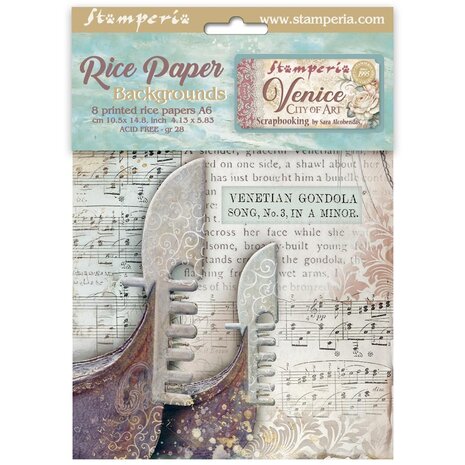 Stamperia -  Venice City of Art A6 Rice Paper Backgrounds (8pcs)