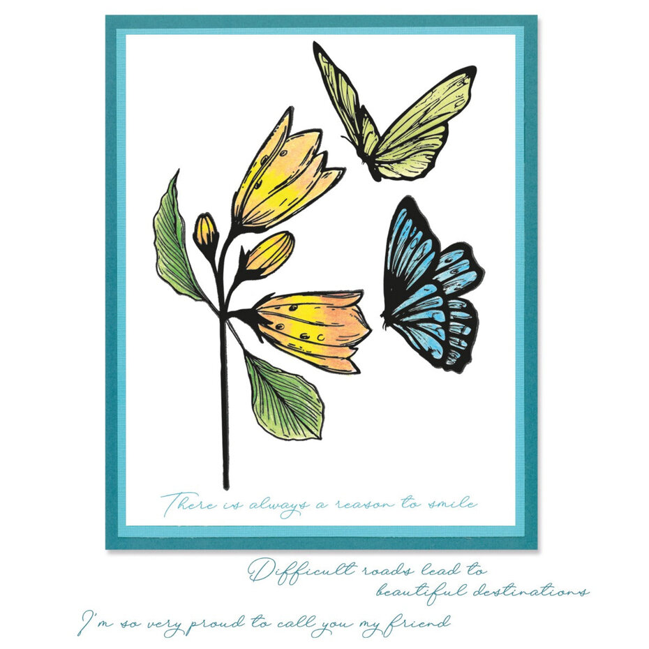 Sizzix - Clear Stamps w/Stencil by Stacey Park Cosmopolitan, Farfallina (8+1pcs)