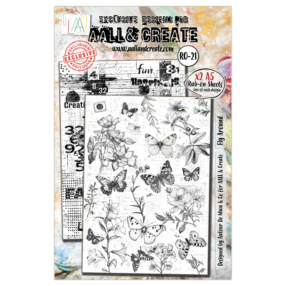 AALL & Create - Whispering Botanica A5 Rub-Ons Fly Around