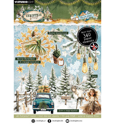Studio Light - StudioLight Die-Cut Papierblock – Paper Elements Christmas Forest Nr. 475