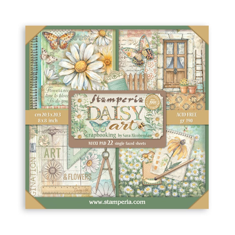 Stamperia - Daisy Art 8x8 Inch Paper Pack Maxi (Single Face)