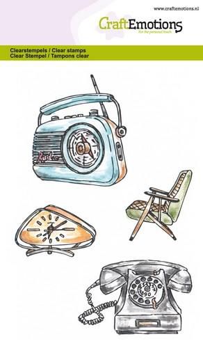 CraftEmotions clearstamps A6 - Vintage Radio, Uhr