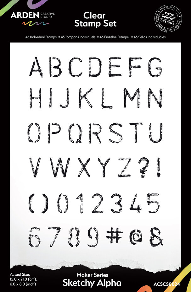 Arden Creative Studio - Maker Series 6x8 Inch Clear Stamp Set Sketchy Alpha