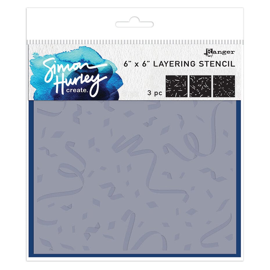 Simon Hurley create - Layering Stencils 6x6 Inch Cue the Confetti (3pcs)
