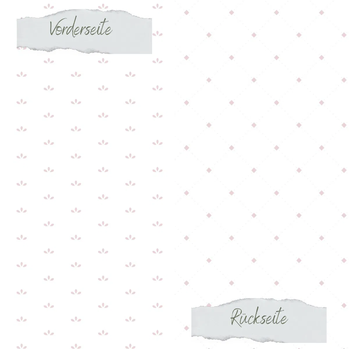 Creative Depot - Designpapier - Basic - Puderrosa - Blütenblätter + Elegante Karos - Doppelseitig bedruckt