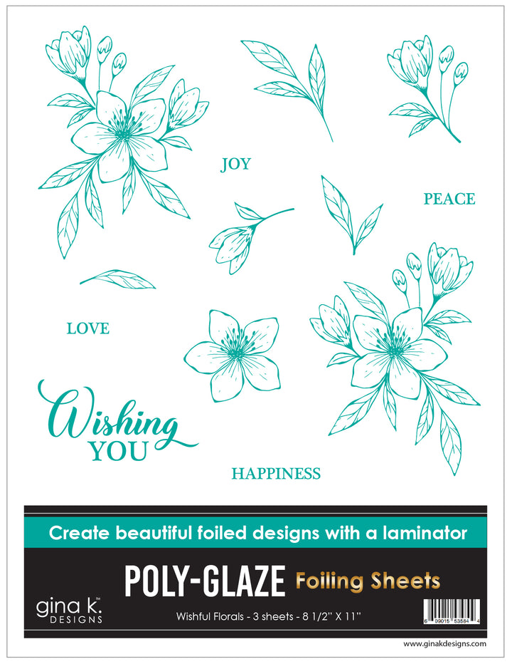 Gina K Designs - POLY-GLAZE Foiling Sheets- Wishful Florals Gina K Designs - POLY-GLAZE Foiling Sheets- Wishful Florals