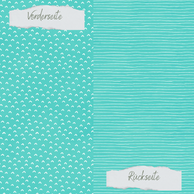 Creative Depot - Designpapier - Basic - Sommertürkis - Doodle Dächer + Streifen beidseitig bedruckt 